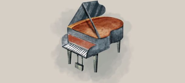 Grafika czarnego fortepianu.